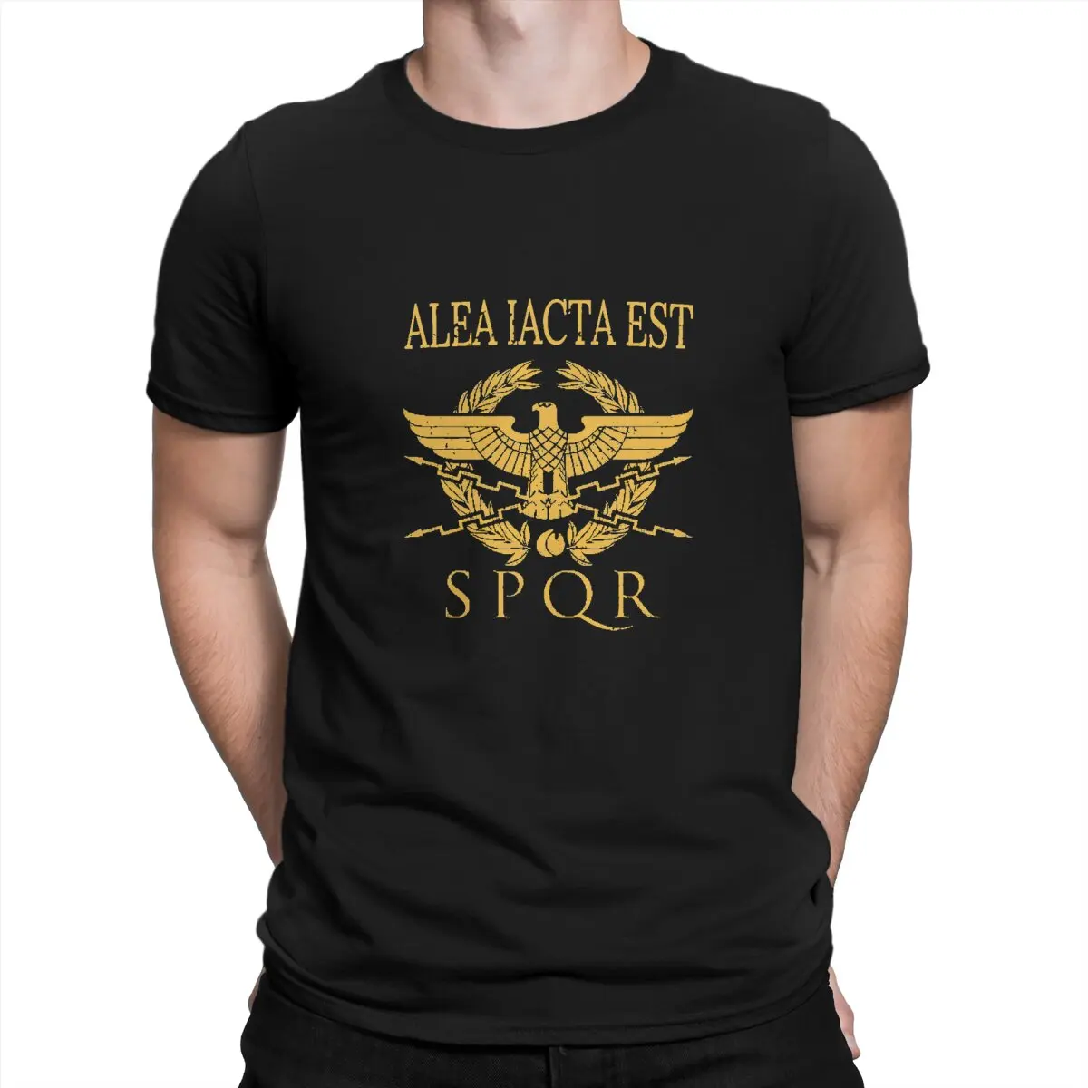 Alea Iacta Est T-Shirts for Men Ancient Rome Unique 100% Cotton Tee Shirt Round Neck Short Sleeve T Shirt Gift Clothes