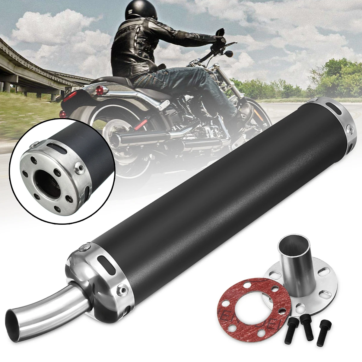 60x280mm Motorcycle Exhaust Systems Motorcycle Racing Exhaust Muffler Silencer 2 Stroke Motorcycle Exhaust Pipe Muffler