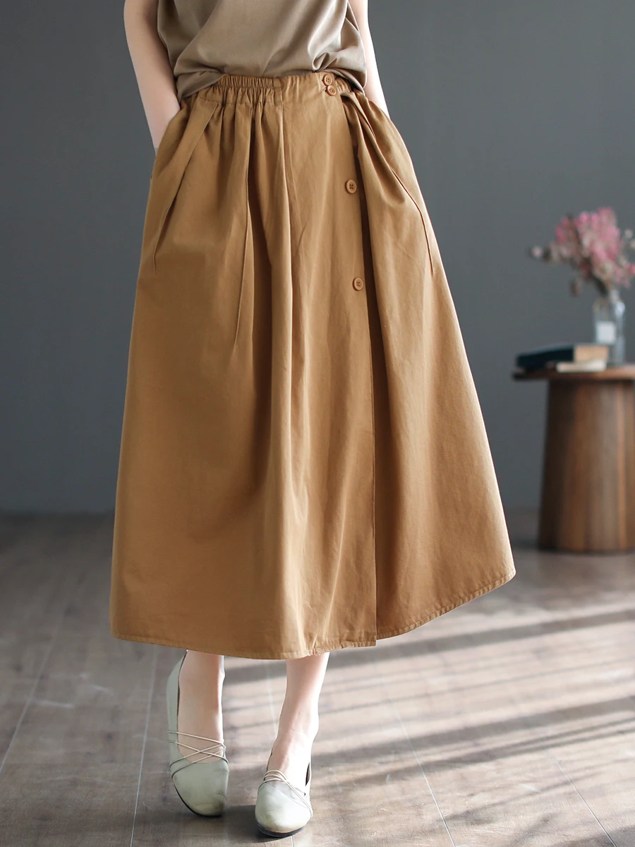 High Waist A-Line Workwear  Skirt Women's Autumn Casual Straight Cut Cotton Blend Slimming Versatile plus Size Skirt