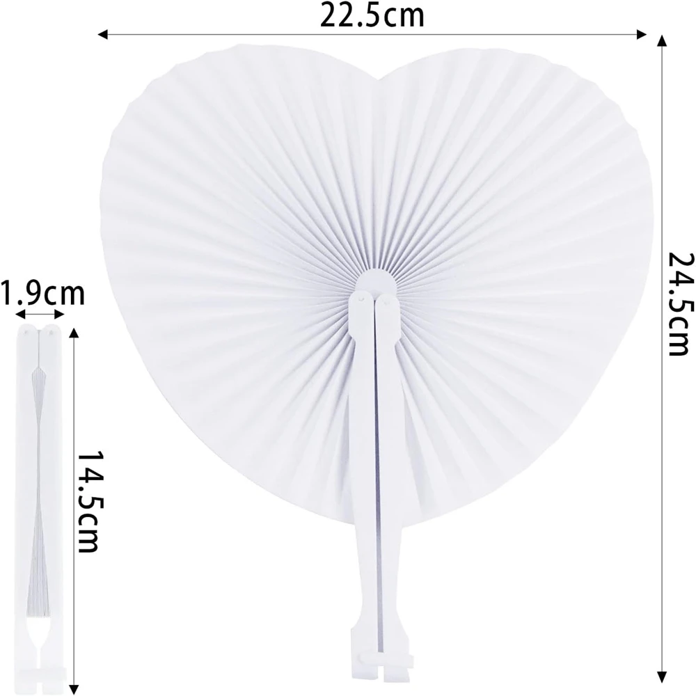50/100 Pcs Foldable DIY Painting Heart Shape Round Paper Fan Wedding Party Guest Gifts Decoration Anniversary Kids Party Favors
