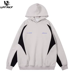 UPRAKF Streetwear Patchwork Hoodie Fashion Autumn Casual Pullover Long Sleeve Oversize Sporty Style Tops