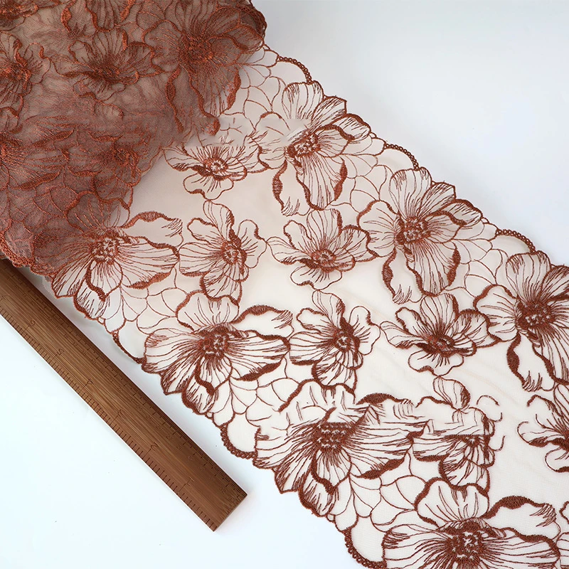 42Yards Big Floral Net Embroidered Lace Trim Fabric with Fancy Flowers for Women Lingerie Encajes Para Lenceria