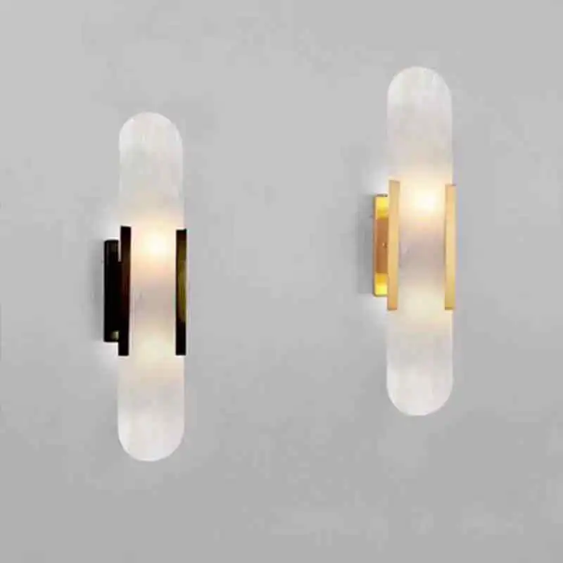 Spanish Natural Marble Wall Lamps LED Bedroom Bedside Lamp Modern Light Luxury Cloakroom Living Room Corridor Aisle Wall Lights