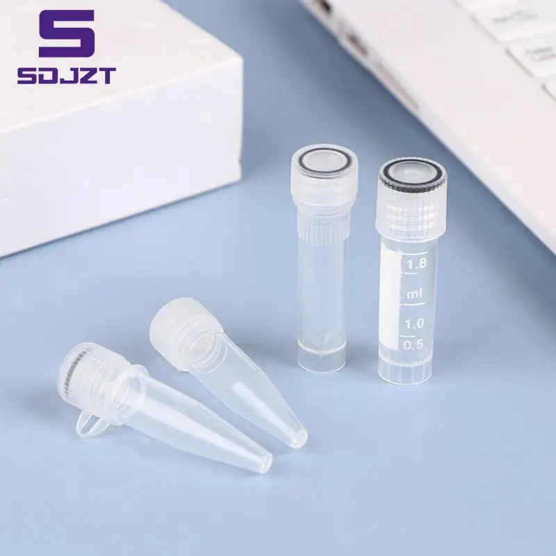 20pcs 1.5/1.8ml PP Lab Analysis Freezing Tubes Graduation Centrifuge Tube Volume Vials Bottles With Blocking Cap Screw Cap