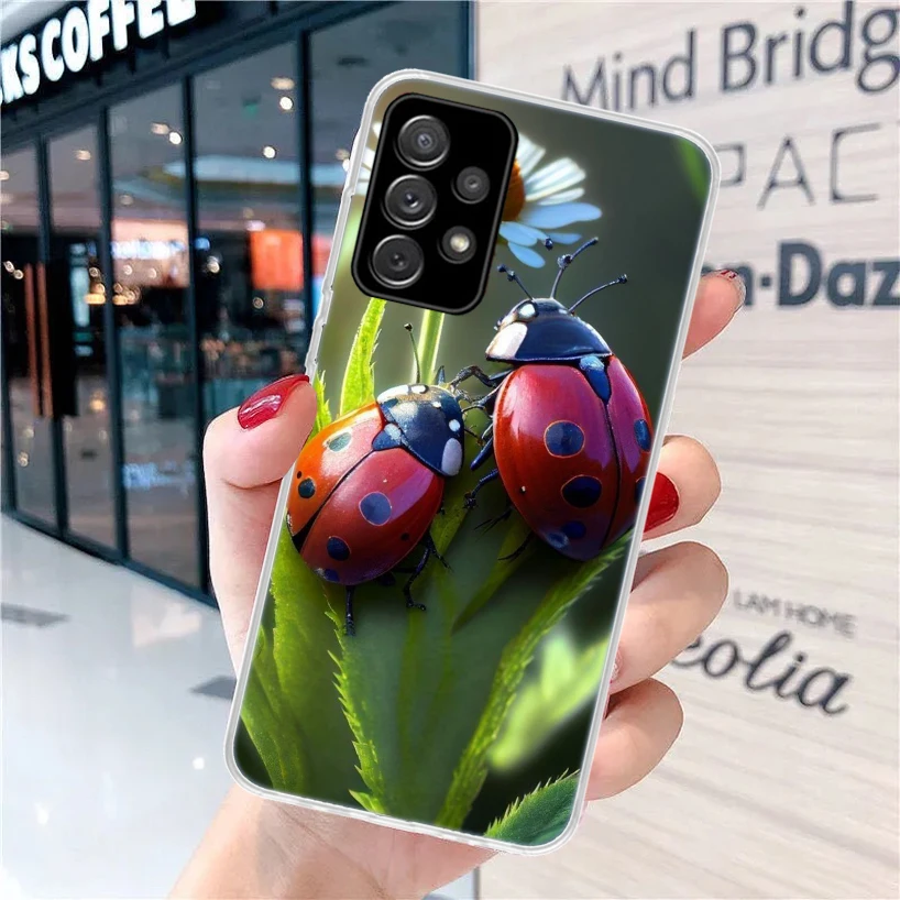 Insect Seven-Star ladybug Soft Phone Case for Samsung A55 A54 A53 A52 A15 A14 A13 A12 A25 A24 A23 A22 A35 A34 A33 A32 A03S A02S