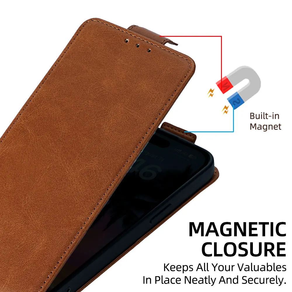 Leder-Handyhülle für Galaxy S25 Ultra S24 Plus S23 S22 FE Brieftaschen-Hülle S26 EDGE Flip-Cover mit Kartenfächern Handy-Zubehör – Detail 6