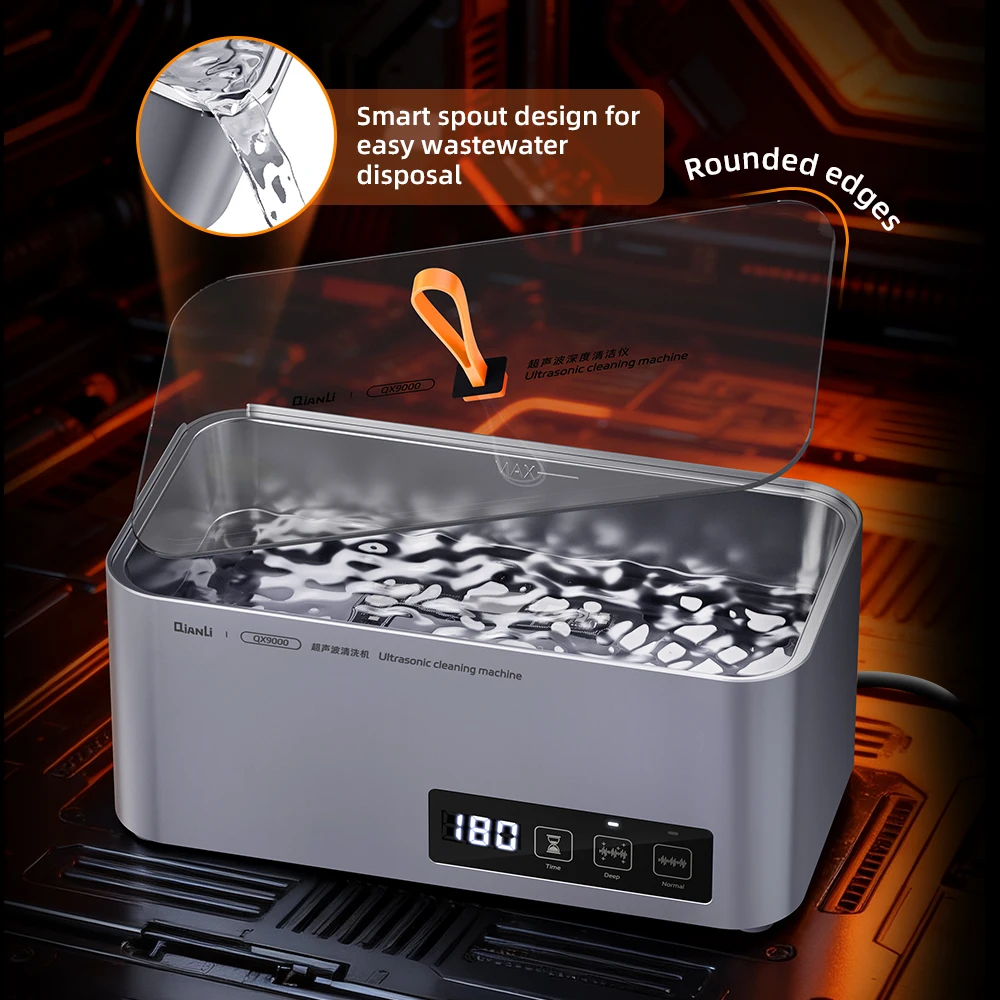 Qianli QX9000 35W Ultrasonic Cleaner 47kHz Dual-Mode with 60-360s Timing for PCB Motherboard Flux Removal Phone Repair Cleaning