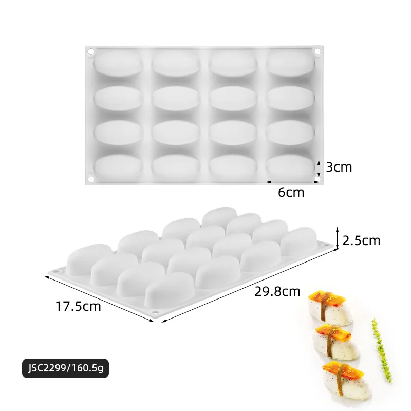 16 Cavity Sushi Silicone Cake Baking Mold for Chocolate Mousse Ice Cream Jelly Pudding Pastry Bread Dessert Soap Decorating Tool