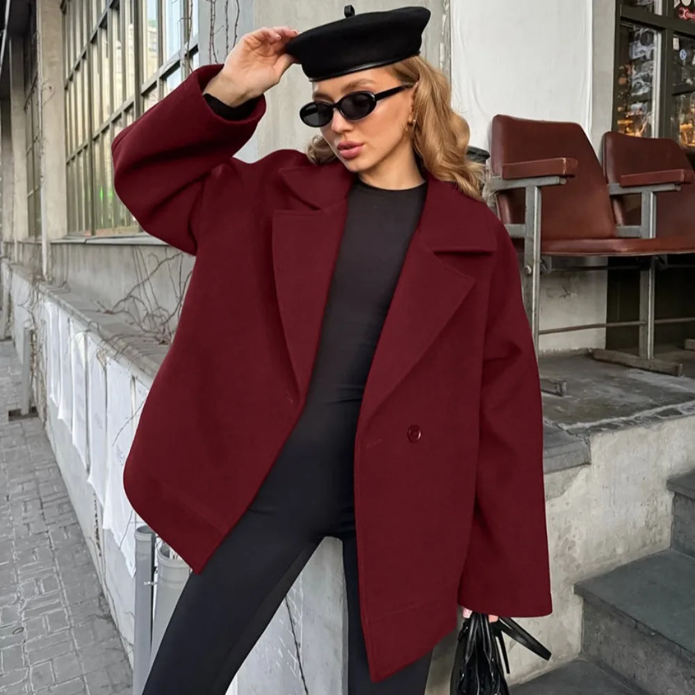 

2026 Spring Female Fashion Trendy Lapel Long Sleeve Spliced Lace Up Classic Short Jacket Women Solid Color Basics Coat