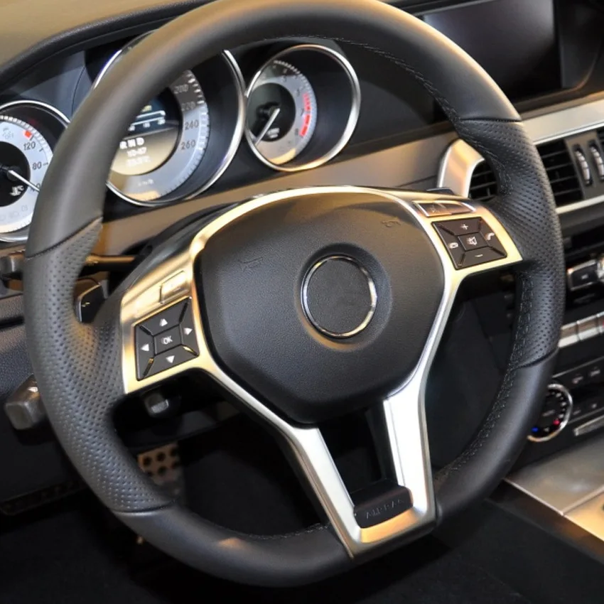 

Car Steering Wheel Frame Trim Cover For Mercedes Benz A C E GLA CLA CLS Class W176 W204 W212 X156 C117 Silver