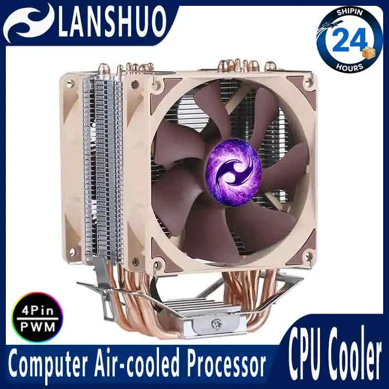 

Кулер для процессора LANSHUO с вентилятором 90 мм, 2/4/6 тепловыми трубками, эффективное рассеивание тепла, совместим с LGA2011, 115X, 1200, 1700, AM4, AM5