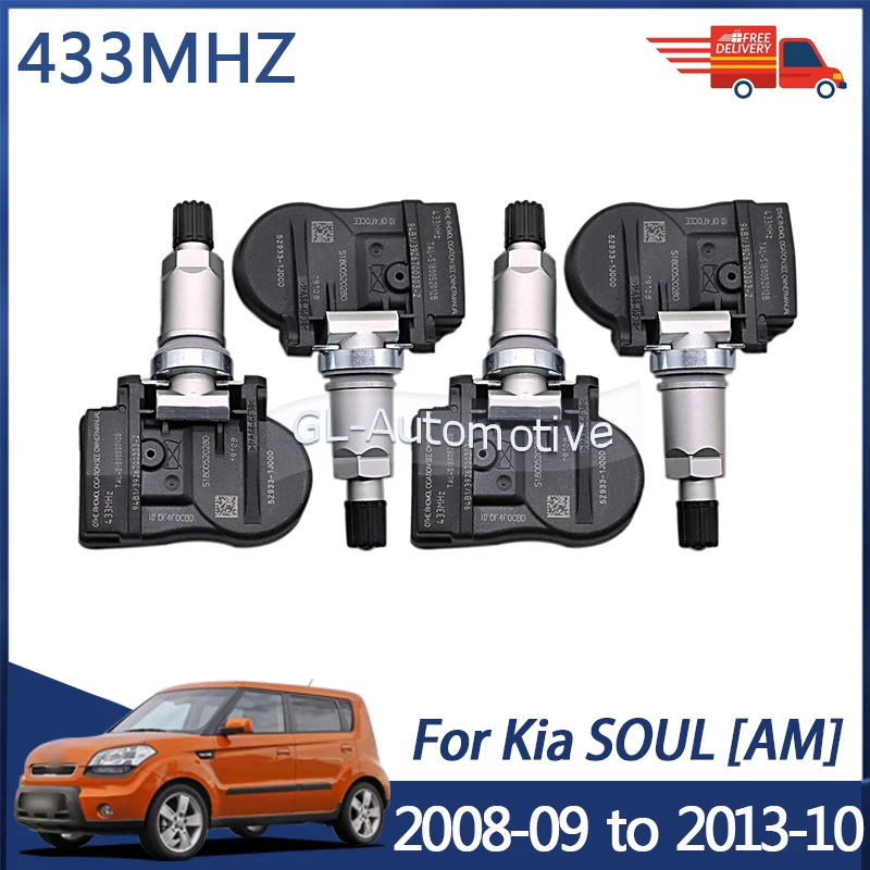 

4 шт. 52933-1J000 433MHZ TPMS датчик давления в шинах для Kia Soul [AM] 2008-2013-10 52933-2L000