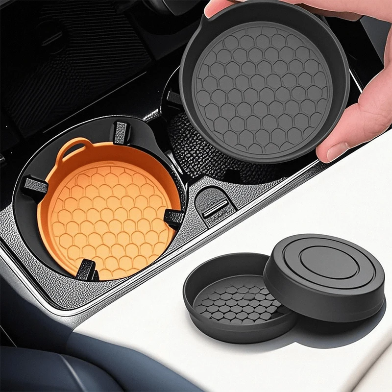 

2PCS Silicone Car Coasters - Non-Slip Heat-Resistant Design for Car Durable Eco-Friendly Spill-Proof Fits Most Cup Holders