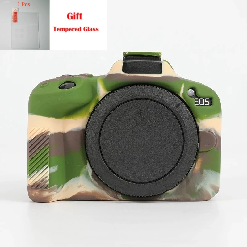

For Canon EOS R50 camera silicone cover R50 photography protective cover soft case bag camera case + free tempered film