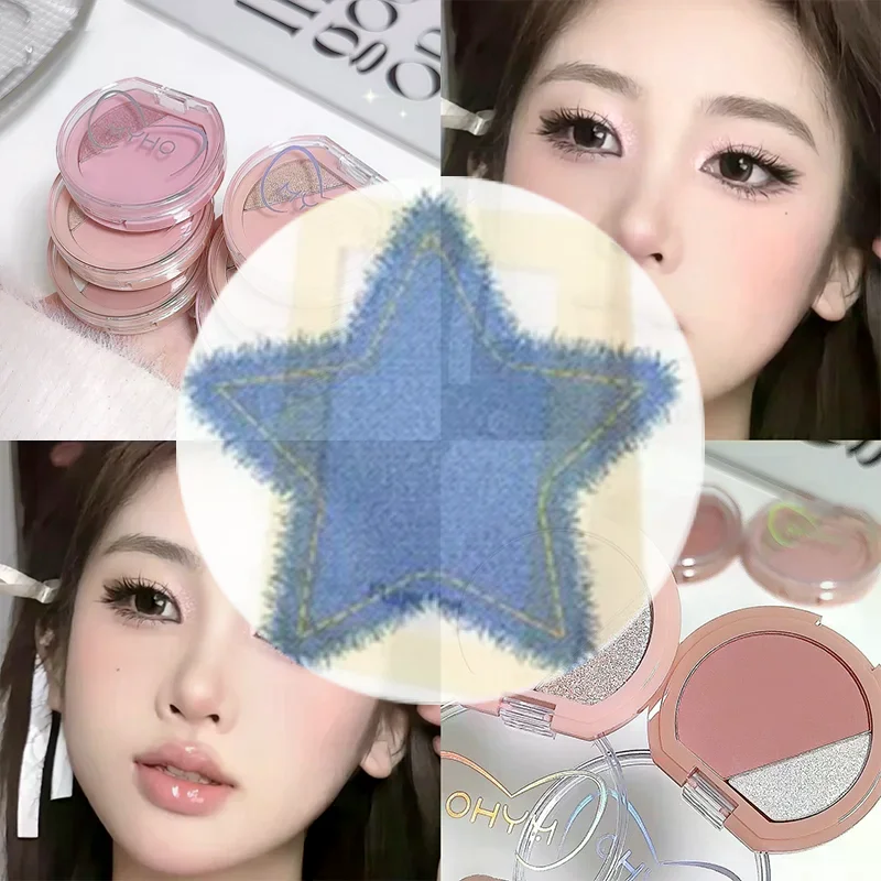 [MYHO 2-in-1 Blush Matte Natural Tender Delicate Cheek Color Pearlescent Highlight Brightening Face Waterproof Facial Contouring