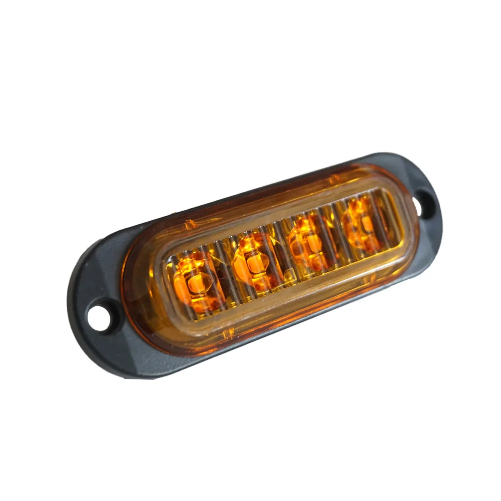 2pcs Yellow 4 LED Side Marker Clearance Light Orange Lamp Indicator 12V-24V For Truck Trailer Caravans RV Lorry Car Accessories