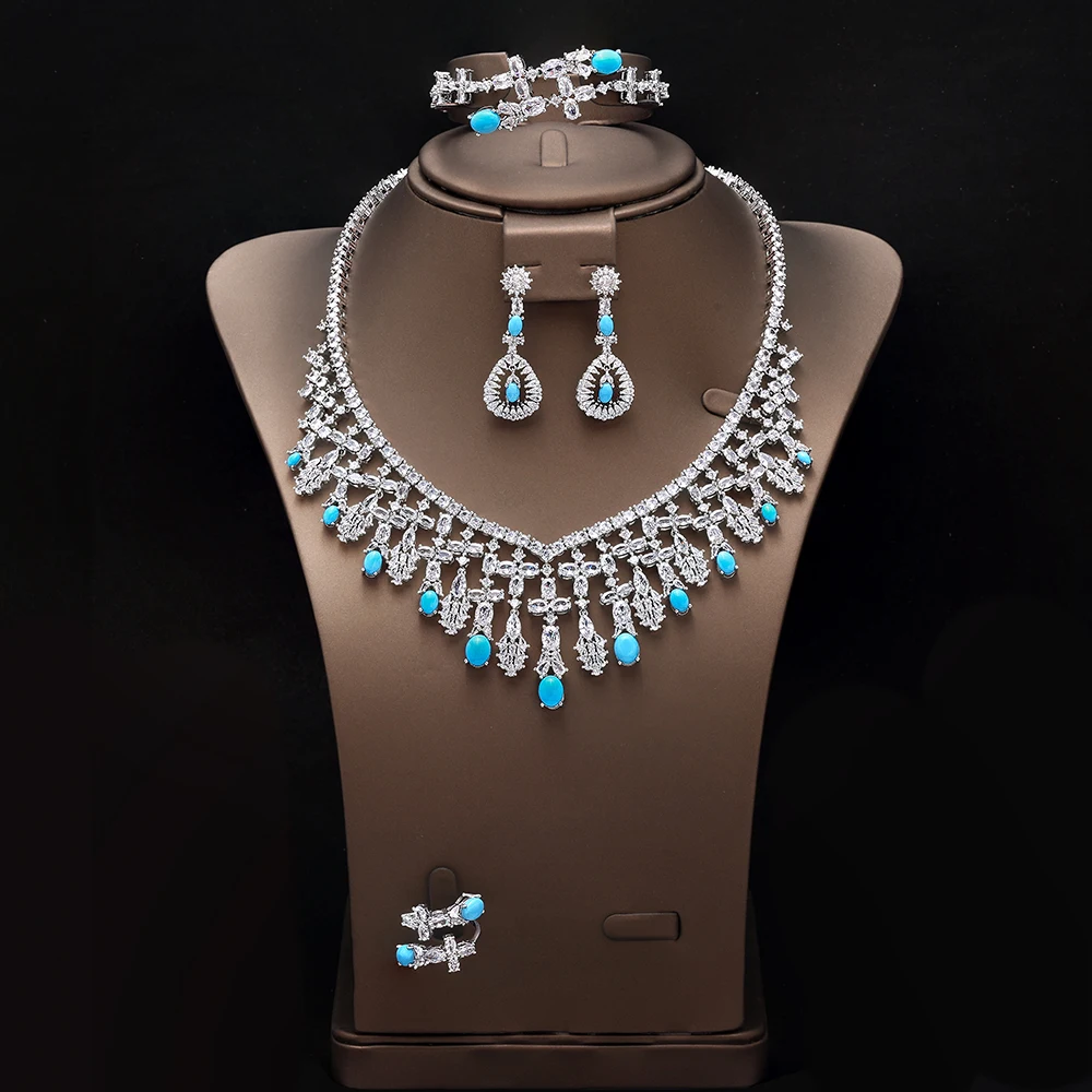 HIBRIDE New Fashion Bright Orange Color Necklace Earrings Bracelet Women's Dress Decorative Jewelry Wedding Ball Gift S-1025