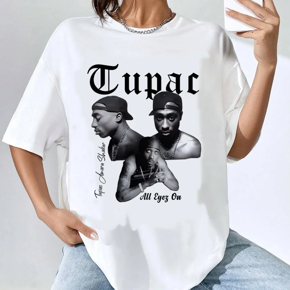 Tupac top tees girl Psychedelic graphic hip hop Vintage 80s Breathable shirt korean clothes 2000s kawaii graphic