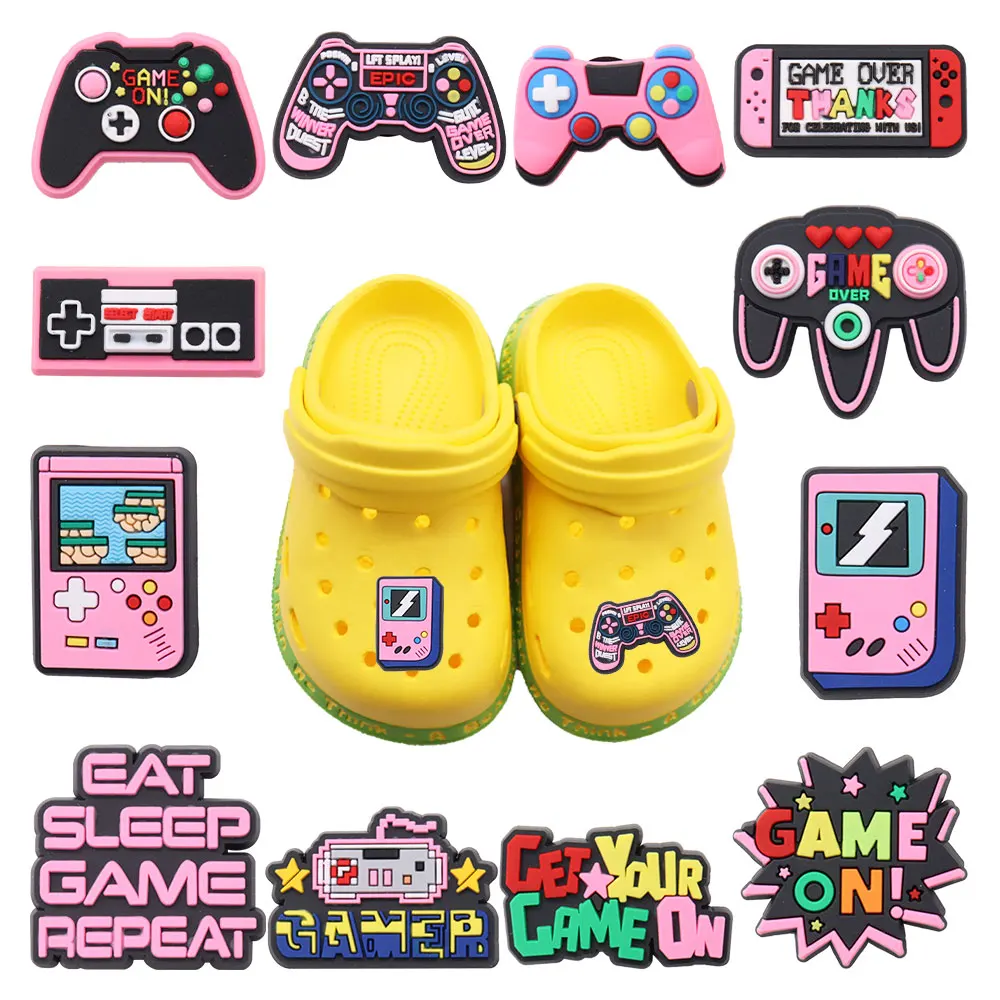 Good Quality 1-12Pcs Get Your Game On PVC Shoes Buckle Charms Gamepad Kids Decorations Fit Phone Case Wristband
