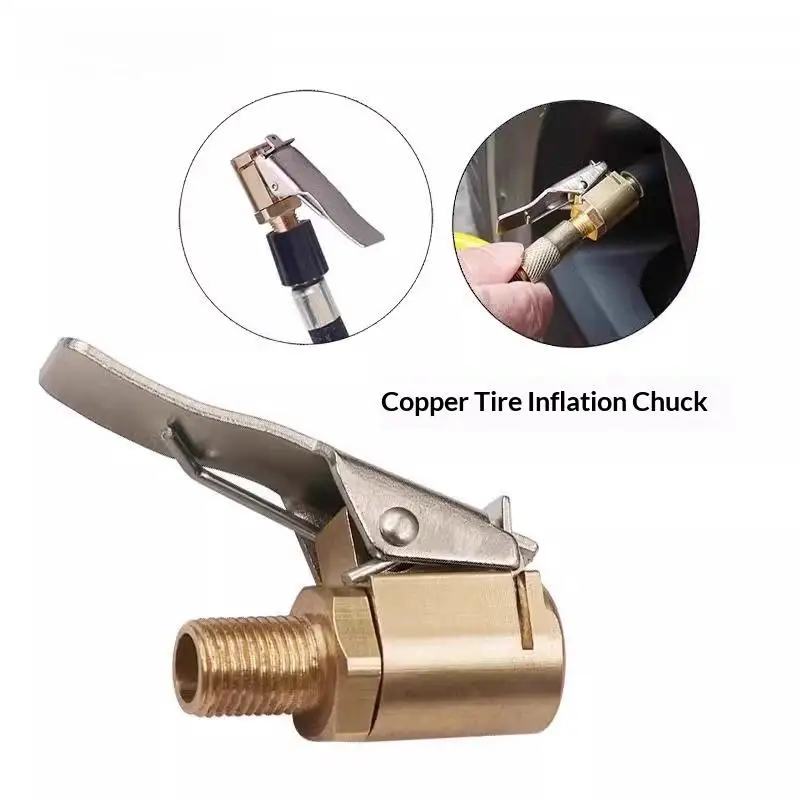 

Heavy Duty Brass Tire Air Chuck Locking Clip Adapter Secure Nozzle for Air Compressor Quick Tire Filling Home or Garage