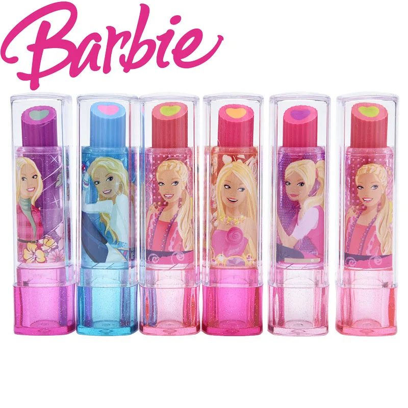 Barbie Borrador de lápiz labial, suministros para estudiantes, papelería de dibujos animados, lindo Borrador de princesa, estudiantes, regreso a la escuela