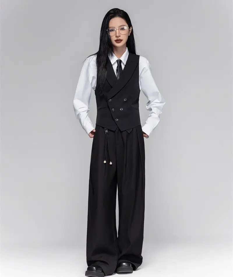 Women's Casual Suits Vest With a Lapel Collar Business Vest British Style High-End Sense Gun Lapel Collar Slim Waistcoat Jacket