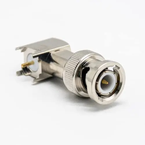 BNC Male Connector, Right Angle PCB Mount Through Hole, RF Coaxial Cable Connector for CCTV Video Audio Radio