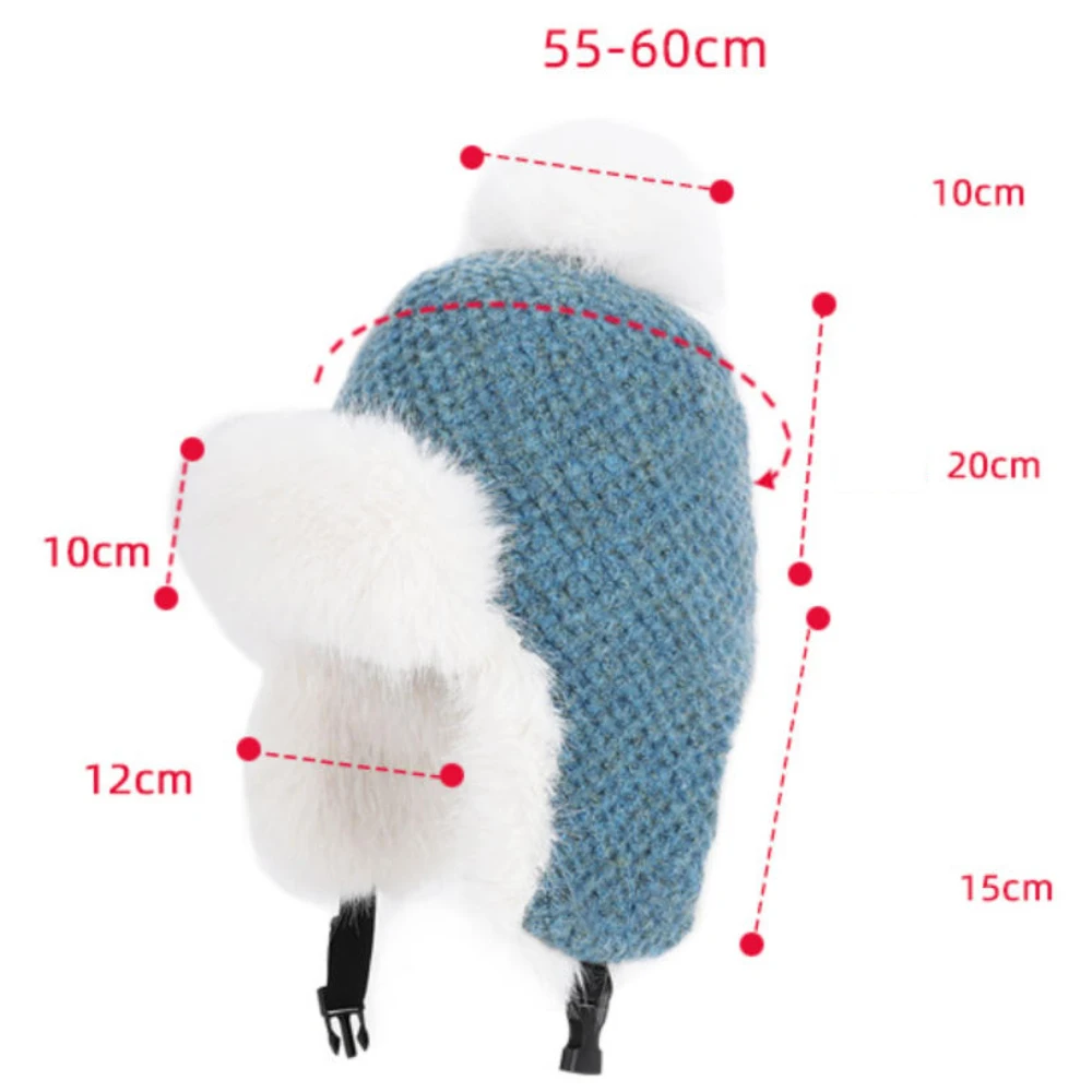 Gorro ruso HT4915 Ushanka, gorro de piel grueso y esponjoso para mujer, gorro con orejeras para esquí y nieve, gorro tejido para mujer, gorros, gorros de bombardero