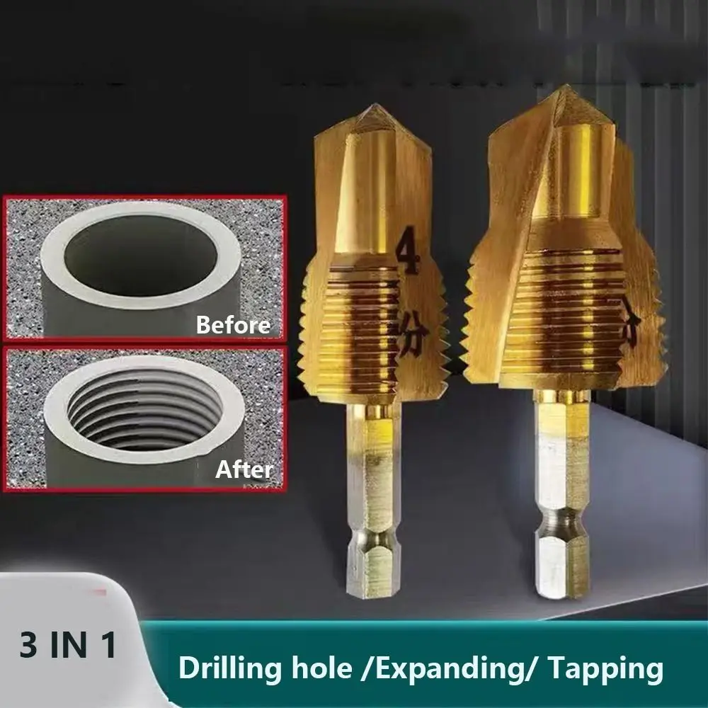 

2pcs /set 4/6 point PPR Water Pipe Drill Bit Hole Opening Hexagonal Handle Tapping Lifting Drill Bit High Hardness No Slipping