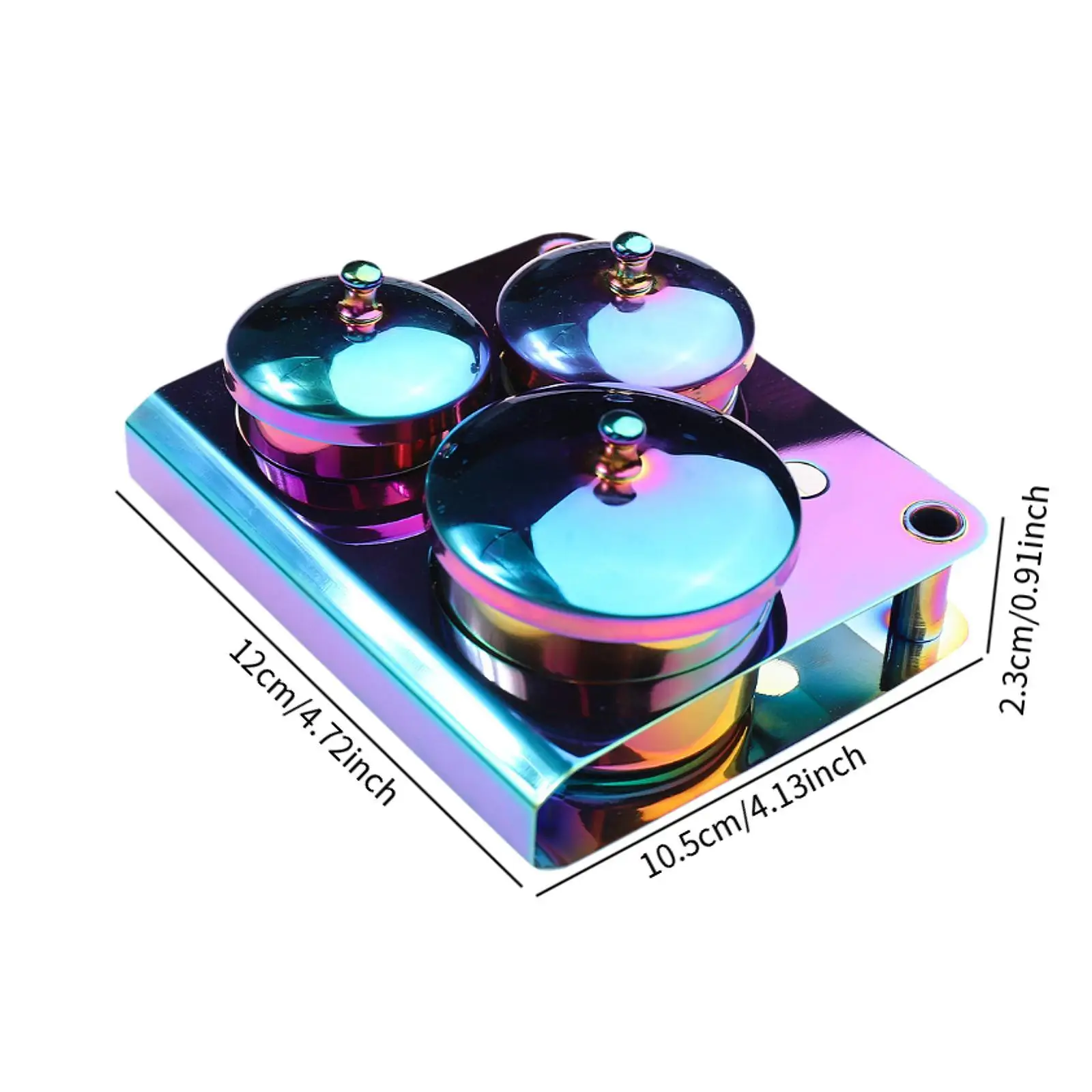 3-delige Nail Art Dappen Dish Compact met deksel voor Nail Design Tool Thuisgebruik