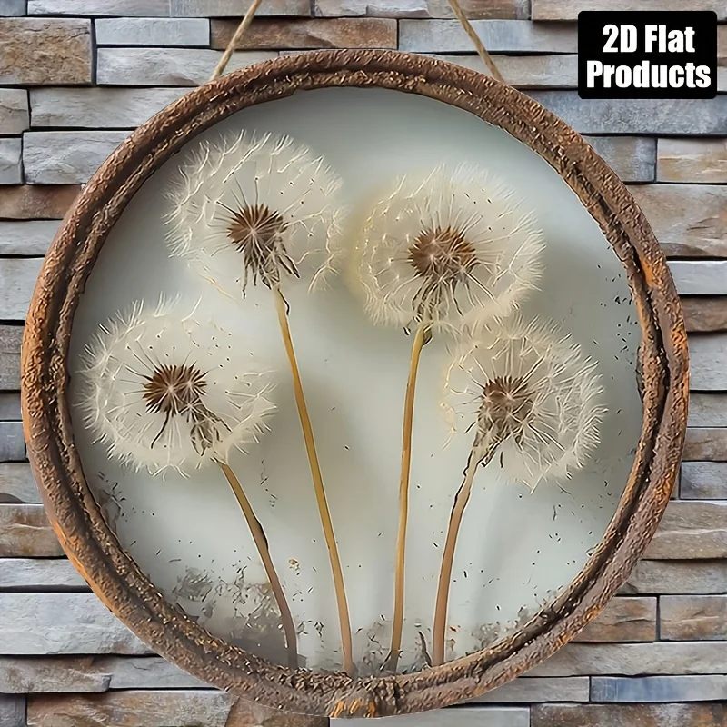 3/1 Piece Set of Large 2D Flat Dandelion Round Wooden Hangings, Suitable for Home, Garden, Bathroom, and Door Decoration, Durable Wood Material, Well-Crafted, Multi-Purpose, Perfect Holiday Gift, Halloween and Christmas Gift