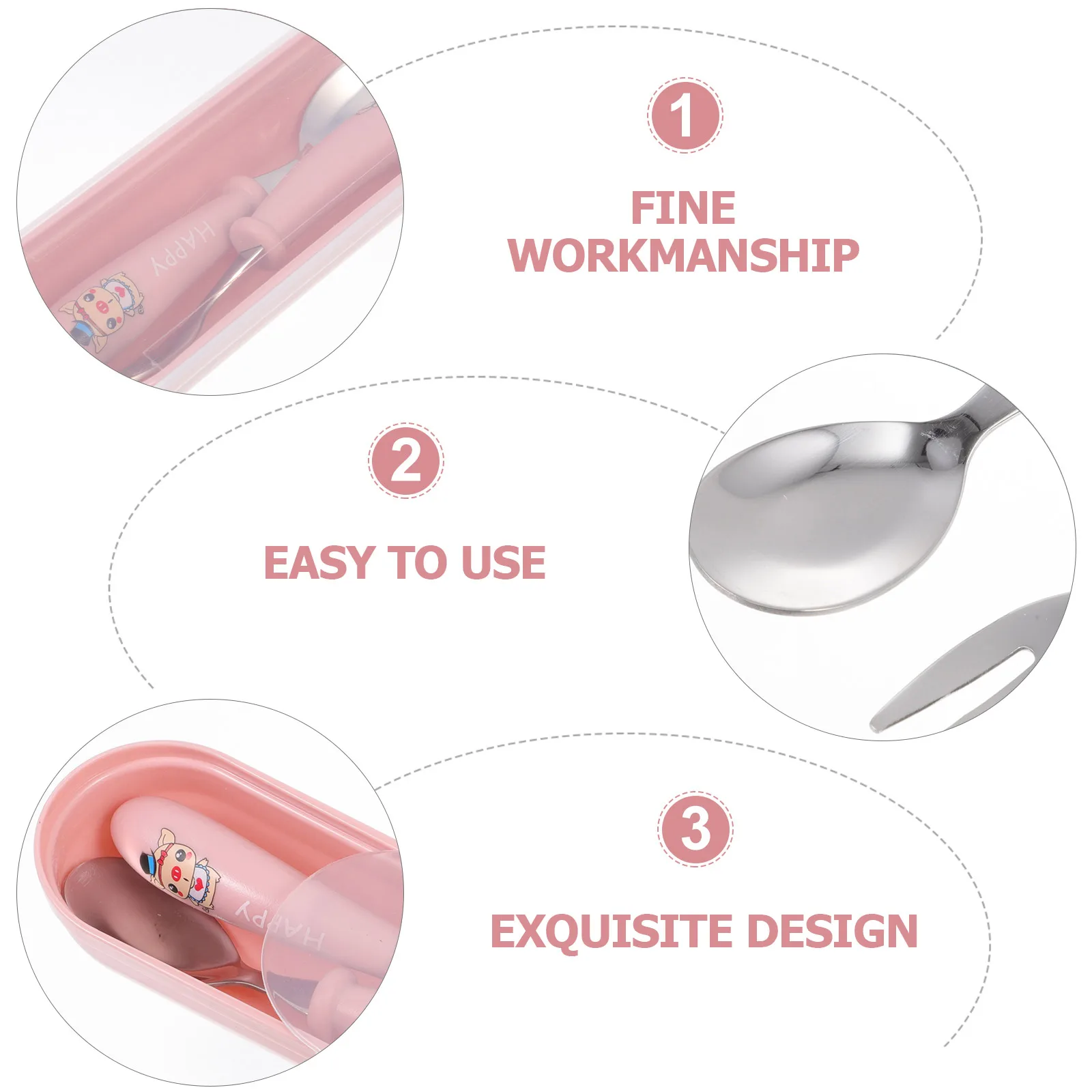 

1 Children Spoon Fork Set Stainless Steel Baby Tableware Portable Kids Cutlery Set For Toddler Feeding Lightweight Durable Fork