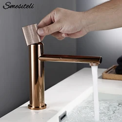 Smesiteli Rose Gold Bathroom Basin Faucet 100% Brass Single Handle Cold And Hot Water Mixer Brushed Gold Rose Tap