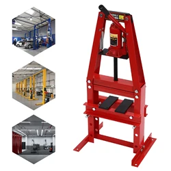 6 Ton Hydraulic A-Frame Shop Press Adjustable Height with Plates for Garages or Professional Shops Red