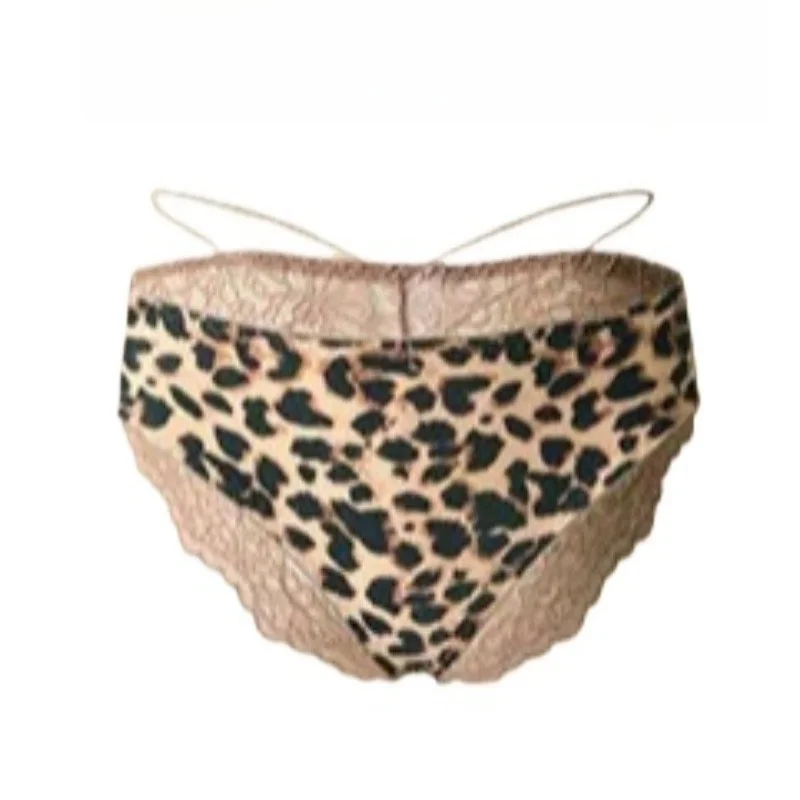 

Genuine Leopard Print Seamless Bra Women Front Cross Gathering Thickened Upper Support Anti-Sagging Small Breast Comfort Bra Set