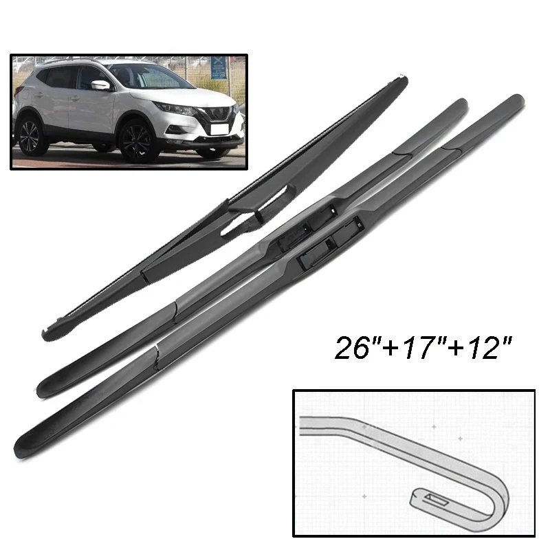 Car Front And Rear Wiper Strip Windshield Windscreen Front Window Car Accessories For Nissan Qashqai J11 2013 - 2020