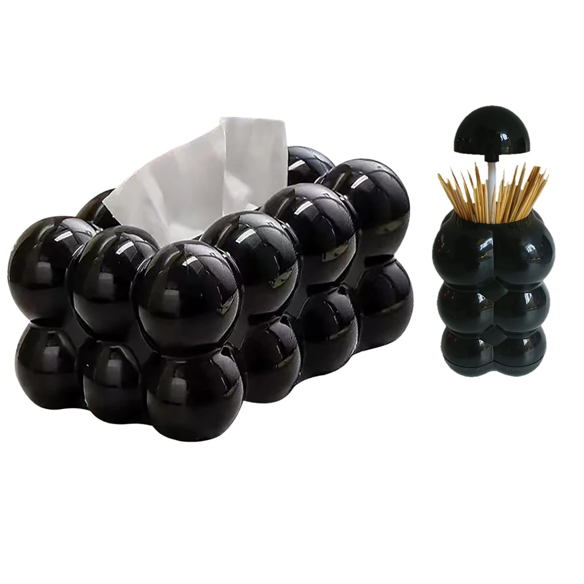 Tissue Box and Toothpick Box Set, Modern Light Luxury Design, Decorative Tissue Box Holder Rectangular