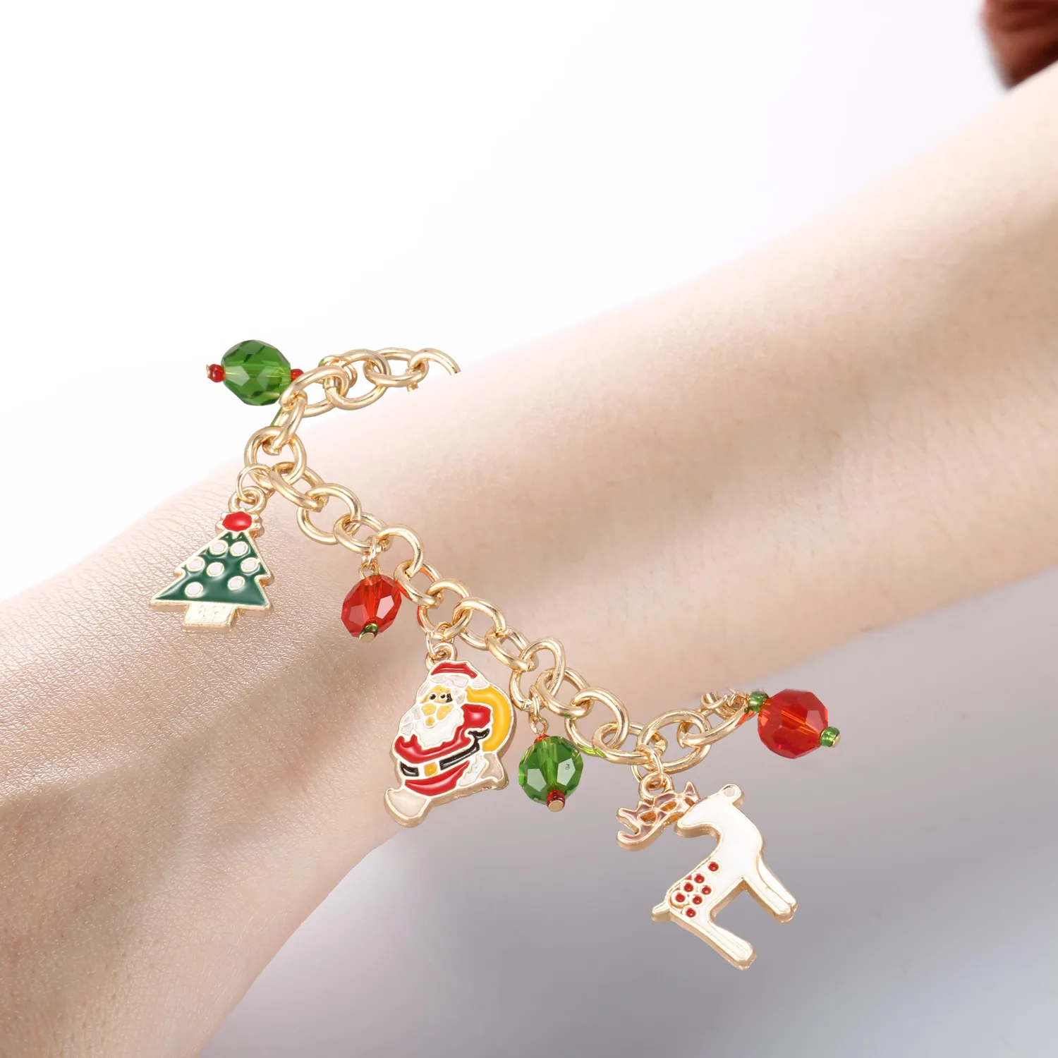 Golden Bracelet Santa Claus Pendant Chain Bracelet Womens Girls Party Wedding Jewellery Christmas Gift