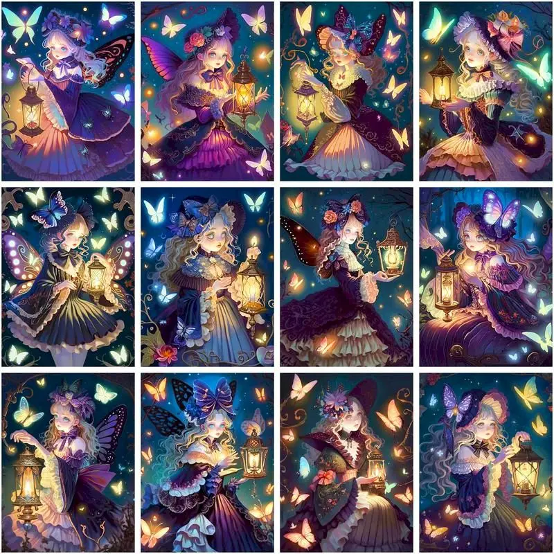 

CHENISTORY Magical Girl Diamond Painting Cross Stitch Portrait Icon Mosaic Full Diamond Embroidery Sale Full Square Rhinestone