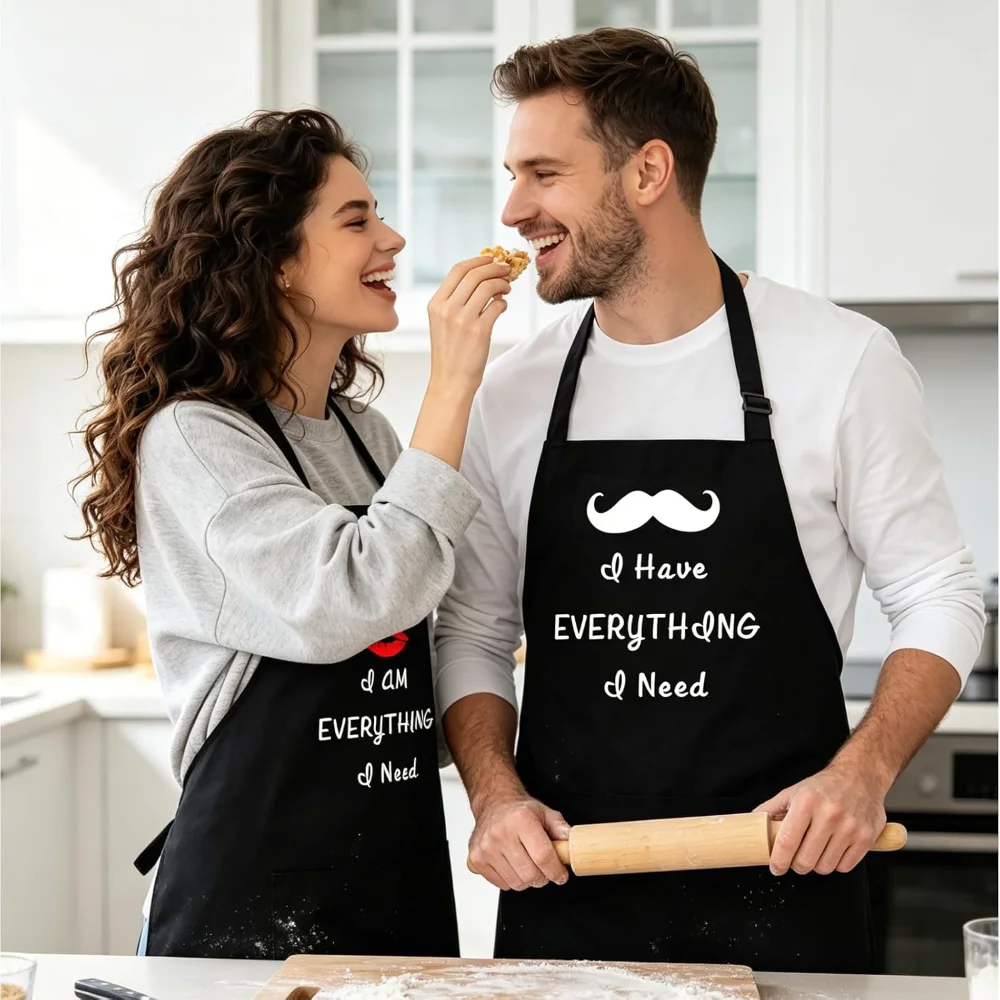 2 Stück lustige Schürzen für Paare, Geschenkideen für ihn und sie, Küchen-Kochset, Geburtstag, Hochzeit, Jahrestag, Brautparty, Partyzubehör – Detail 6
