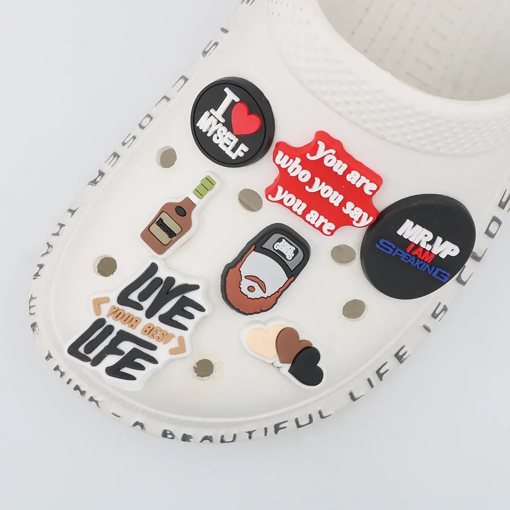 Shoe Accessories Charms Square Rotundity Short Sentence Shoe Decoration Buckles Pvc Three-color Heart Ornament Party Gift 1 Pc - Detail 1