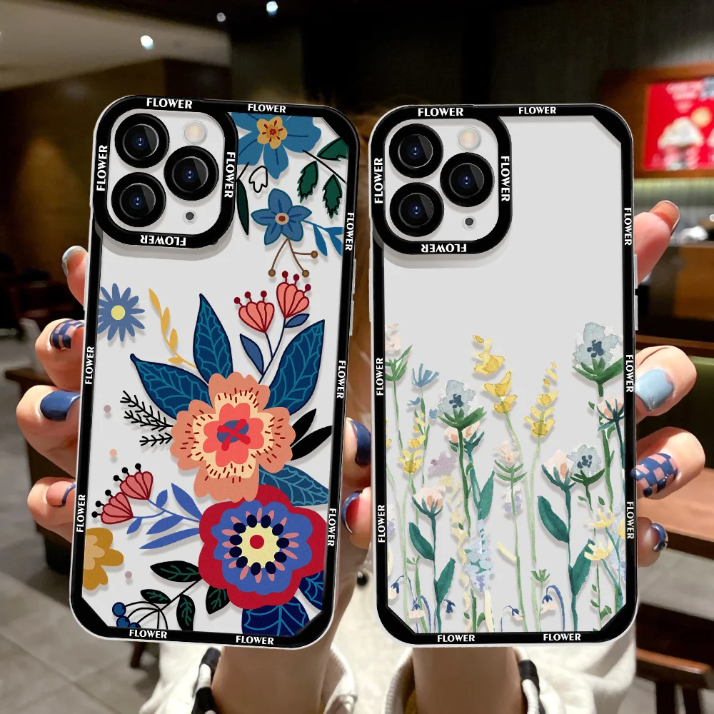 Abstract Women Face Line Flower Case For Iphone 15 13Pro Max 11 12 14 Pro Max 13Mini 7 8 15 Plus X XR XS SE Soft Silicone Covers