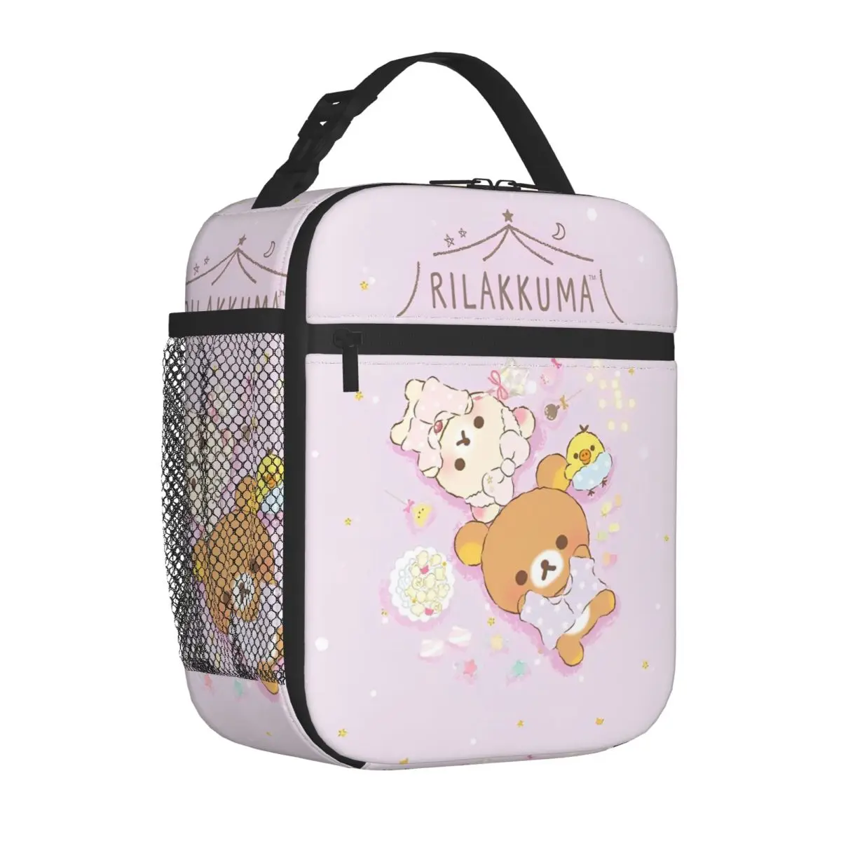 

Purple Cute Bear Rilakkuma Insulated Lunch Bags Thermal Bag Reusable Meal Container Leakproof Lunch Box Tote Bento Pouch Picnic