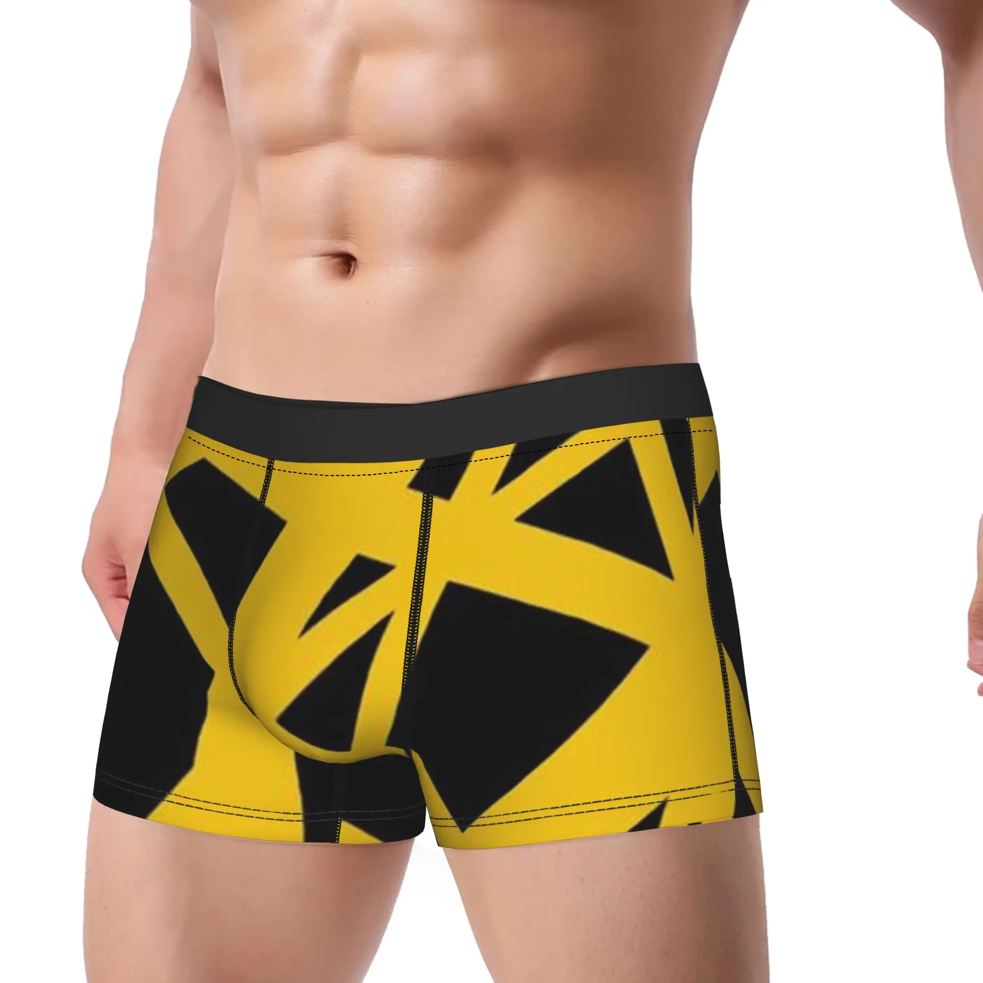 Van Halen Yellow in Black Underwear  Customs Boxershorts Hot Sale Men Underpants Funny Boxer Brief Birthday Gift
