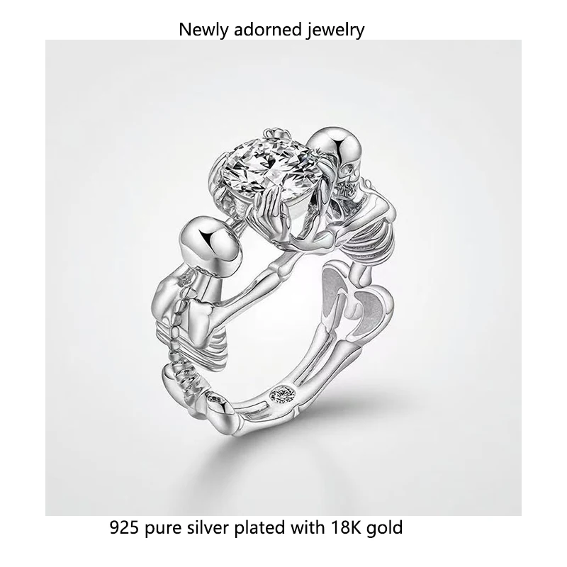 

Европейское и американское серебряное кольцо из кости черепа S925 для девочек, кольцо на палец в сладком и класном пикантом стиле, уникальное и универсальное, 3-автомобильное.