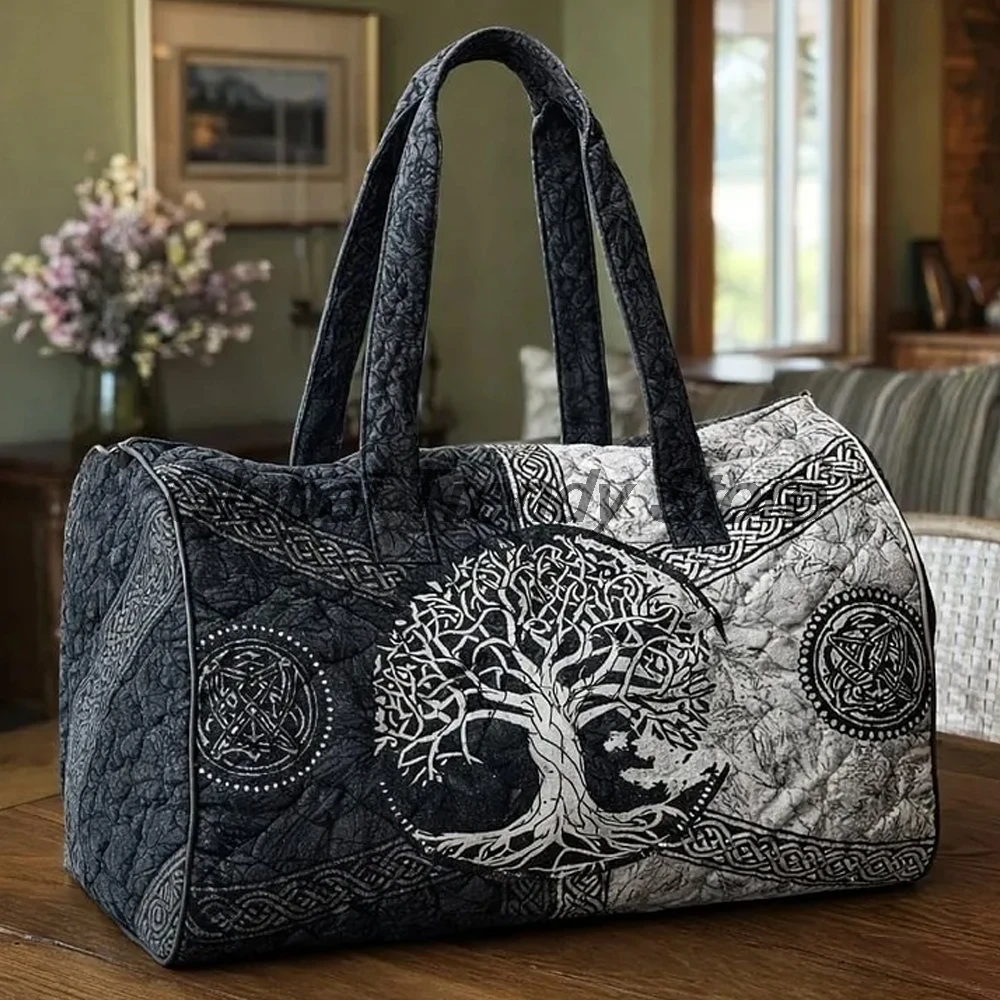

Винтажная стеганая дорожная сумка с принтом в стиле викингов для кемпинга, поездок и путешествий, унисекс, сумка для выходных