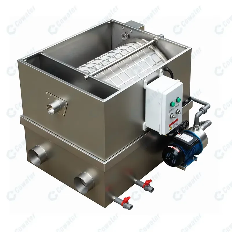 Cowater Commercial Grade 220v Motor Stainless Steel Aquaculture Drum Filter Auto Rotating System for Fish Farms Koi Ponds