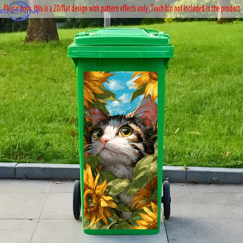 2D Flat Printing 1pc 2D Pattern Printed Kitchen Trash Can Sticker xcm 