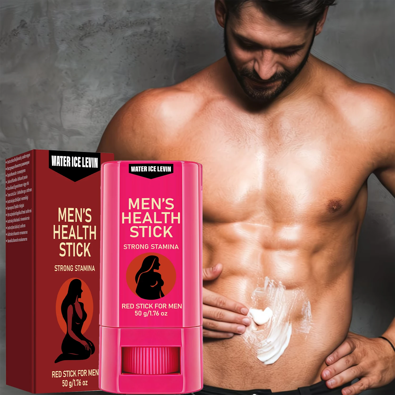 WATER ICE LEVIN Men Skin Care Stick 50g, Collagen Infused Moisturizing Firming Cream Stick For Daily Body Skin Care