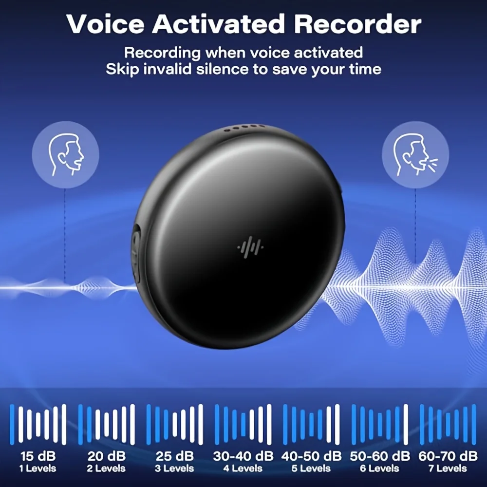 64GB Magnetic Voice Activated Recorder with USB-C, 800 Hours Recording Time, Portable Audio Recorder for Work,Lectures,Meetings